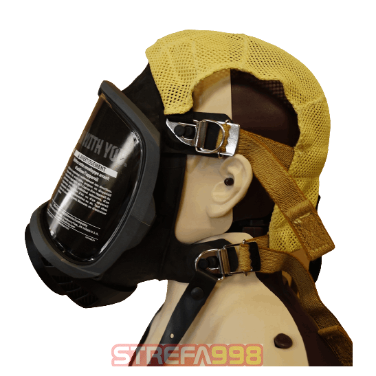 Maska gazoszczelna MSA G1 - specjalne zaczepy umożliwiające łatwą i szybką integrację maski z hełmem strażackim