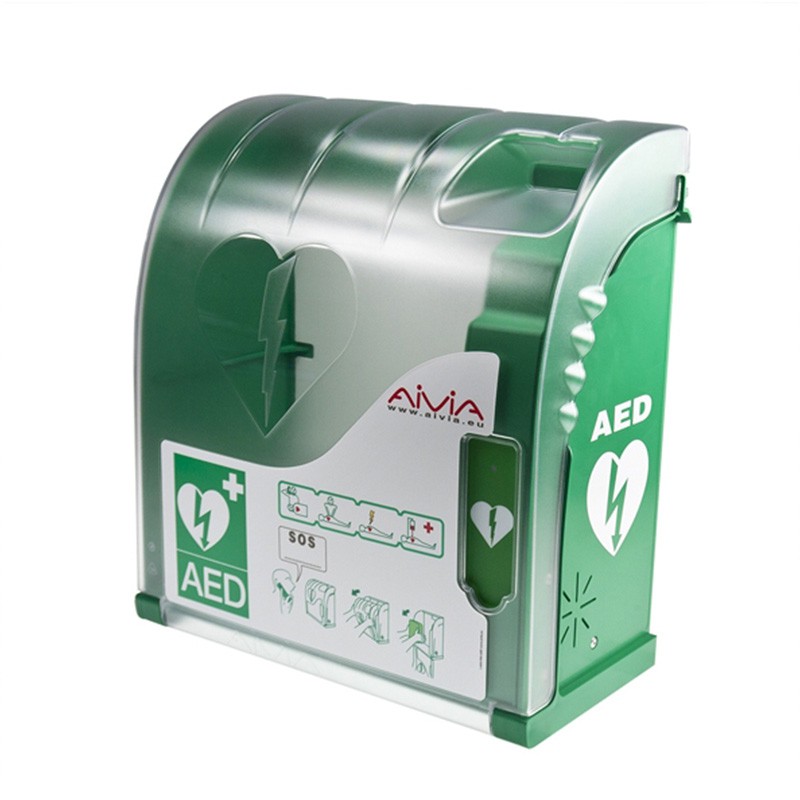 Szafka na defibrylator AIVIA 200 Heating Alarm to najpopularniejszy model szafki do zastosowań zewnętrznych